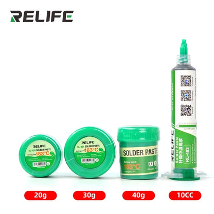 Pasta de Soldar Estaño RELIFE (Sn63/Pb37, 183°C Media Temperatura) Flux No-Clean Rosin para Reballing BGA/PCB/SMT