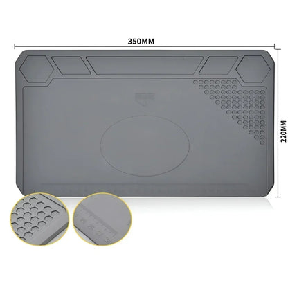 Alfombrilla Silicona ESD Aislante Térmica Resistente Calor para Soldadura Reparación Computadora/Teléfono (Kit Mantenimiento)