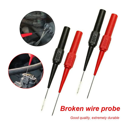 Kit Puntas Prueba Multímetro (x2) - Sondas Automotrices No Destructivas (600V/10A, Aguja 2mm)