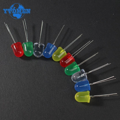 Kit Surtido Diodos LED (3mm/5mm/8mm/10mm, Rojo/Amarillo/Azul/Verde/Blanco) para DIY Electrónico (50/100 Unidades)