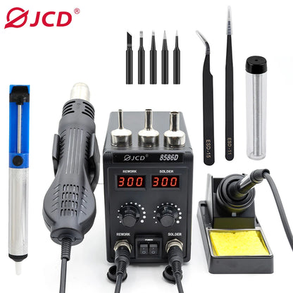 JCD 8586D Soldering Station 2 IN 1 750W Hot Air Gun LCD Dual Digital Display Electric Soldering Iron SMD Welding Rework Station