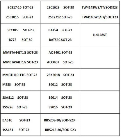 Kit Libro Muestras Transistores/Diodos/ICs SMD SOT-23 - 87 Valores (25/50 Unids c/u)