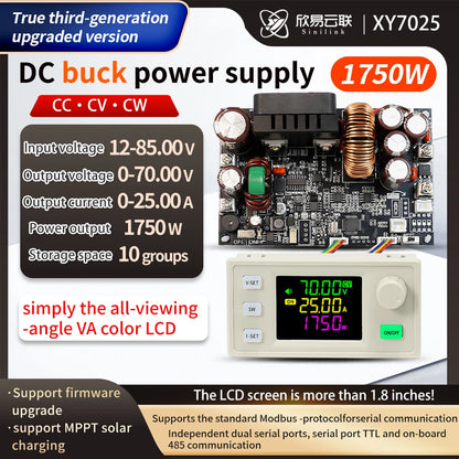 Módulo Fuente Alimentación CNC XY7025 Buck CC/CV 70V 25A 1750W Tensión/Corriente Constante Step-Down