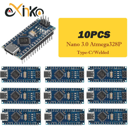Placa Nano 3.0 (ATMEGA328P, 16MHz, CH340) con Bootloader (Puerto Mini/Tipo C/Micro USB) para Arduino (1-10 Unidades)