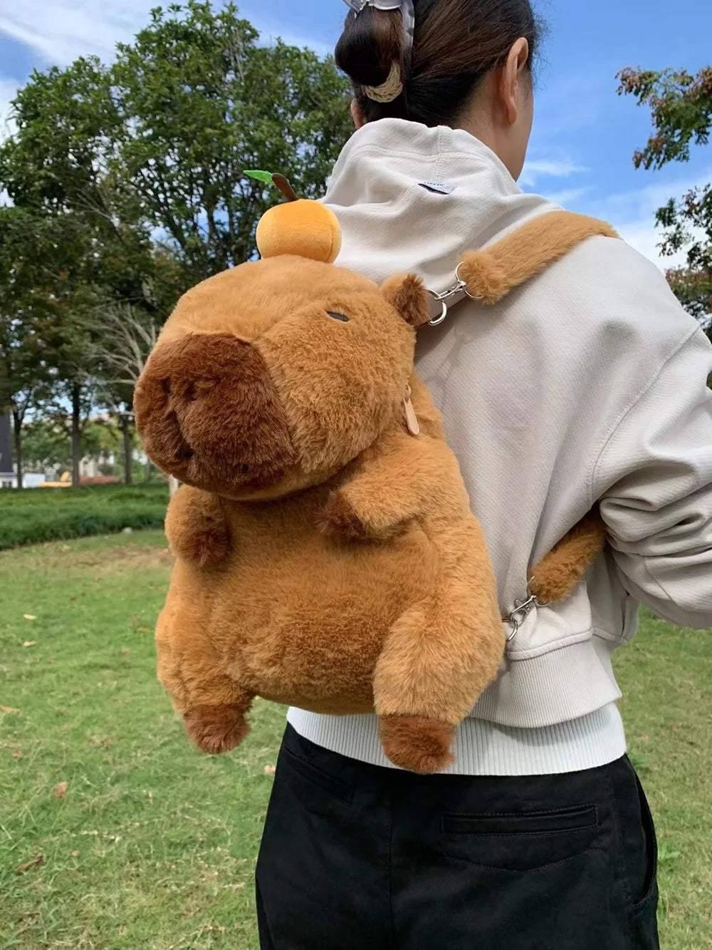 Mochila Peluche Capibara Kawaii Bolso Hombro/Mini Morral Muñeco Peludo Regalo
