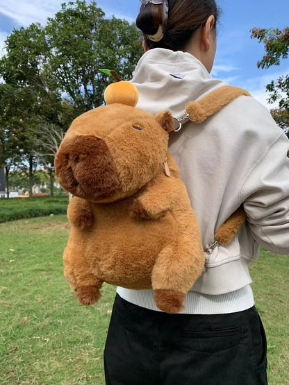 Mochila Peluche Capibara Kawaii Bolso Hombro/Mini Morral Muñeco Peludo Regalo