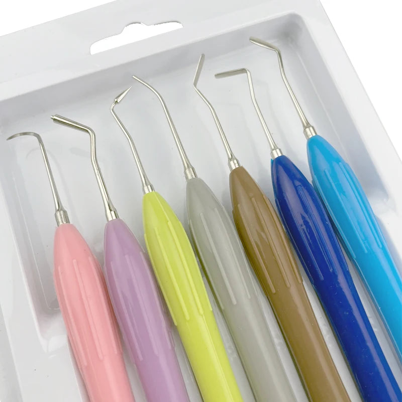Set Relleno Resina Dental Doble Punta Acero Inoxidable (Espátula Relleno Composite, Mango Silicona)