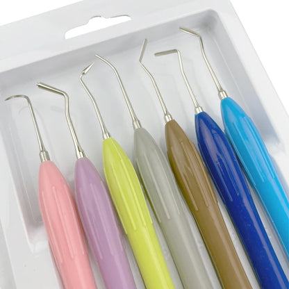 Set Relleno Resina Dental Doble Punta Acero Inoxidable (Espátula Relleno Composite, Mango Silicona)