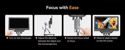 Elikliv 1200X Soldering Microscope for Electronics Repair 7" Digital Microscope with 10" Stand 2MP Coin Magnifier with 10 LEDs