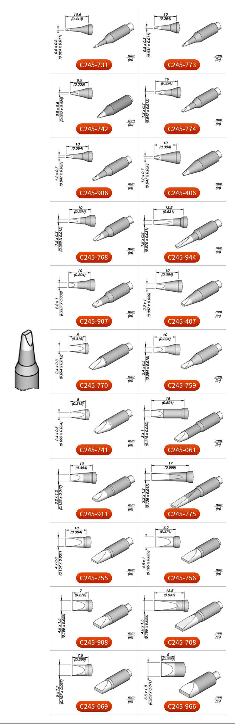 Original JBC C210 Soldering Iron Tips C210002/018/020 Universal Heating Core Efficient Heat fit JBC T210-A Precision Handle