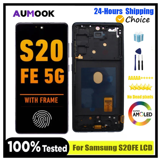 Pantalla AMOLED S20FE para Samsung S20 FE SM-G781 G7810 G781U G781B pantalla LCD MONTAJE DE digitalizador con pantalla táctil con marco