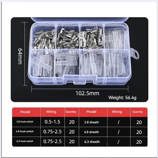 Set Terminales Conector Cable Oro/Plata Macho/Hembra (Tipo Resorte, Desnudo) en Caja (120 Piezas)