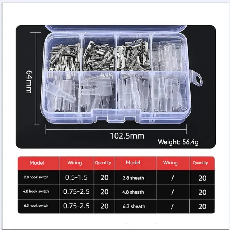 Set Terminales Conector Cable Oro/Plata Macho/Hembra (Tipo Resorte, Desnudo) en Caja (120 Piezas)