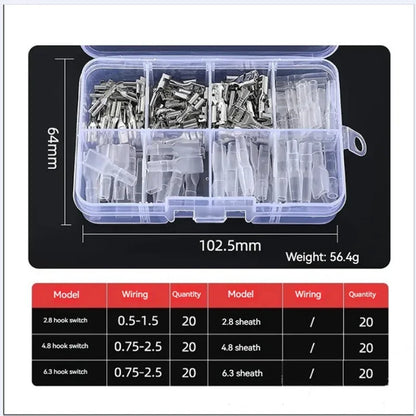 Set Terminales Conector Cable Oro/Plata Macho/Hembra (Tipo Resorte, Desnudo) en Caja (120 Piezas)