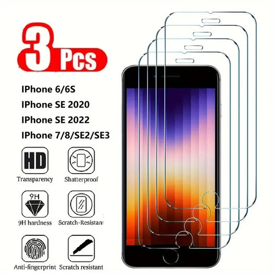 Protector Pantalla Cristal Templado para iPhone 6/6s/7/8 Plus / SE 2020/2022 (Pack 3 Unidades)