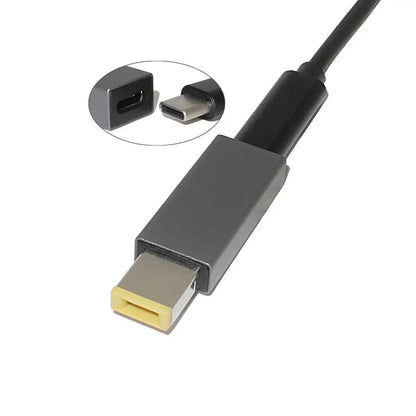 Adaptador Convertidor USB-C Hembra PD a Plug Cuadrado (Slim Tip) para Laptop Lenovo