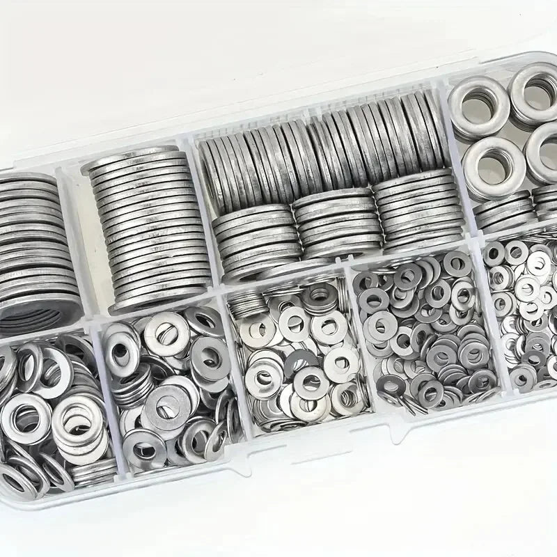 Set Arandelas Planas Acero Inoxidable 304 para Decoración Hogar/Reparación Fábrica/Cocina/Tiendas (360 Piezas)