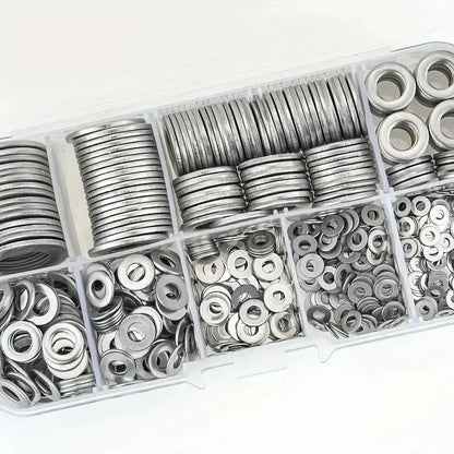 Set Arandelas Planas Acero Inoxidable 304 para Decoración Hogar/Reparación Fábrica/Cocina/Tiendas (360 Piezas)