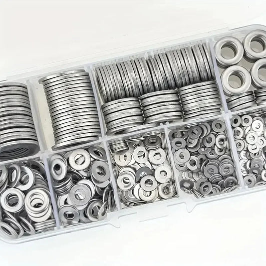 Set Arandelas Planas Acero Inoxidable 304 para Decoración Hogar/Reparación Fábrica/Cocina/Tiendas (360 Piezas)