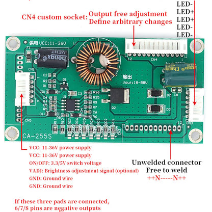 Placa Driver Backlight LED Universal CA-255S 10-48" Inverter Boost Módulo Step-Up