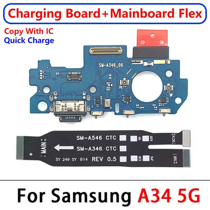 Placa Puerto Carga Rápida USB con Flex para Placa Principal Samsung Galaxy A24/A32 4G/A34/A54 5G