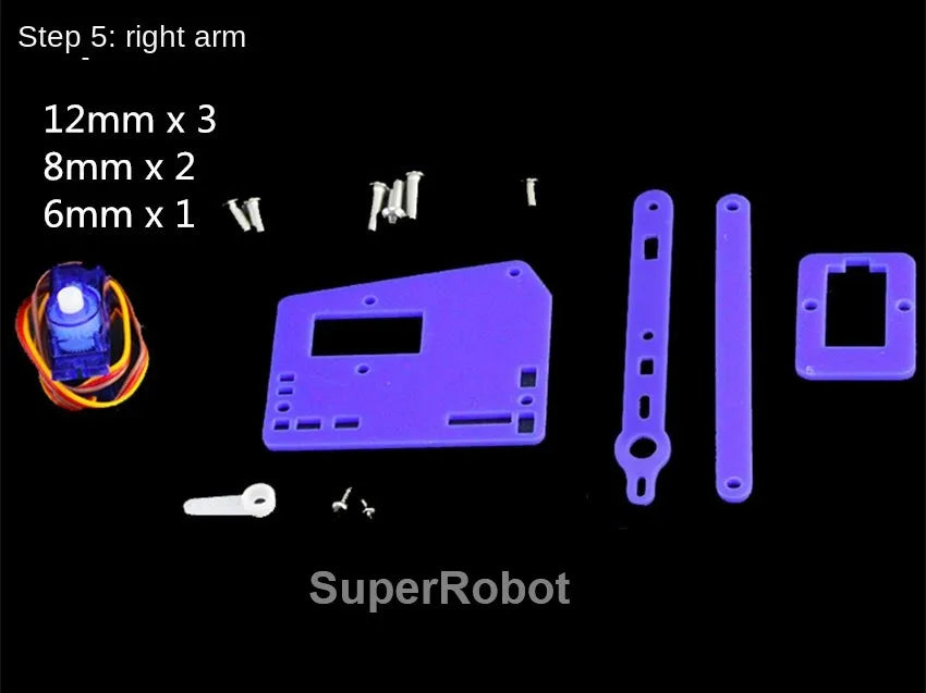 Kit Garra Brazo Robot Manipulador Mecánico Acrílico 4-DOF (Desarmado, para SG90/MG90S) Arduino STEAM
