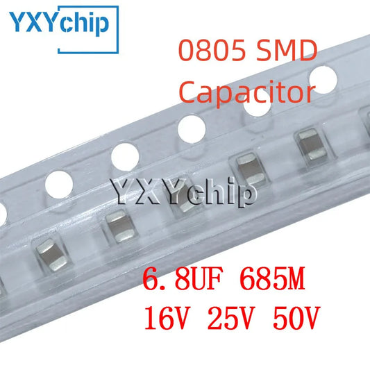 Capacitor Cerámico Multicapa Chip SMD 0805 (6.8uF 685M, 16V/25V/50V, X7R 20%) MLCC - Pack 20 Unidades