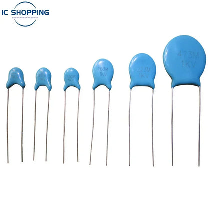 Capacitor Cerámico Alto Voltaje 1kV (100pF-10nF / 101K-103M) - Pack 50 Unidades (Valores Surtidos)
