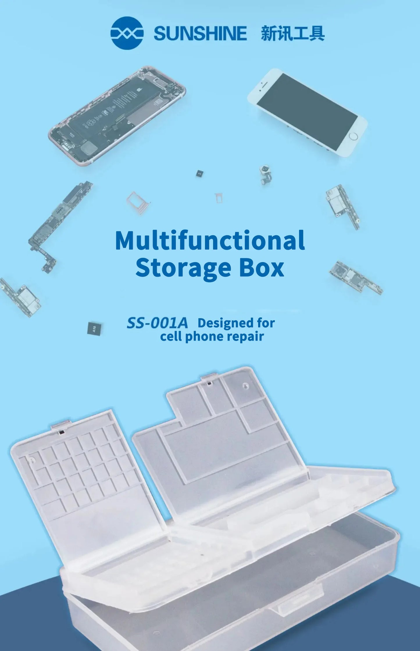 Caja Almacenamiento Multifuncional SUNSHINE SS-001A para Tornillos/Piezas Pequeñas Reparación Móviles/Placa Base