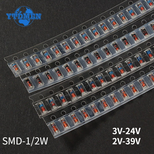 Kit Surtido Diodos Zener SMD LL34 (0.5W/1/2W, 3V-39V) 1N4148 (300 Unidades)