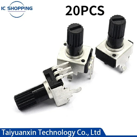20PCS Adjustable Resistance Potentiometer RV09 1K 2K 5K 10K 20K 50K 100K 102 202 502 103 203 503 Vertical 12.5mm Handle Length