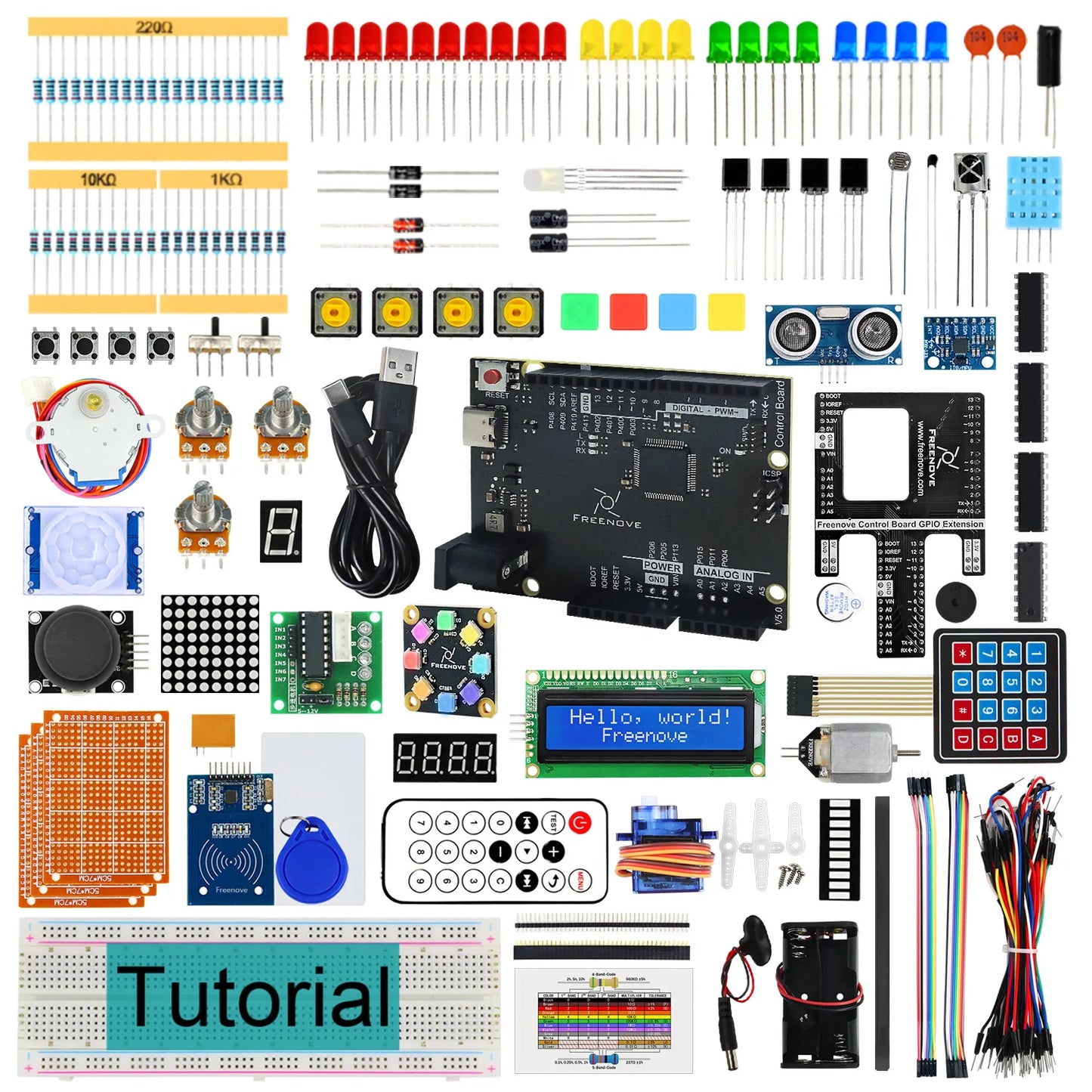 Kit Inicio Freenove Ultimate para Arduino UNO R4 WiFi Mini (V5, ARM Cortex-M4, 220 Items, 78 Proyectos, Tutorial 399 Págs)