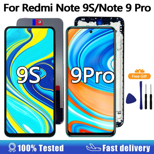 6.67"Tested Display For Xiaomi Redmi Note 9S LCD Display Touch Screen Digitizer For Redmi Note 9 Pro LCD Display Replacement