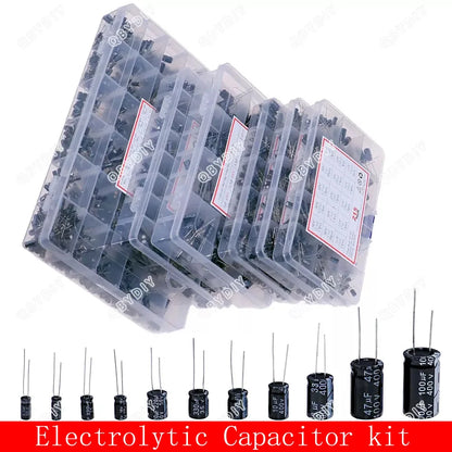 Kit Surtido Capacitores Electrolíticos (1uF-1000uF, 16V-50V)
