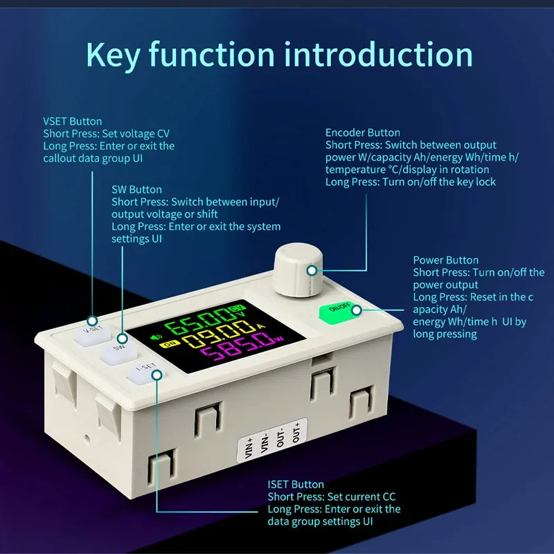 Módulo Fuente Alimentación CNC XY7025 Buck CC/CV 70V 25A 1750W Tensión/Corriente Constante Step-Down