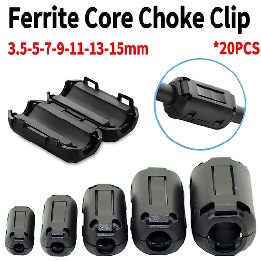 Filtro Ferrita Clip Anti-Interferencia EMI/RFI - Varios Diámetros (3.5mm a 9mm) - Lote 20 Piezas
