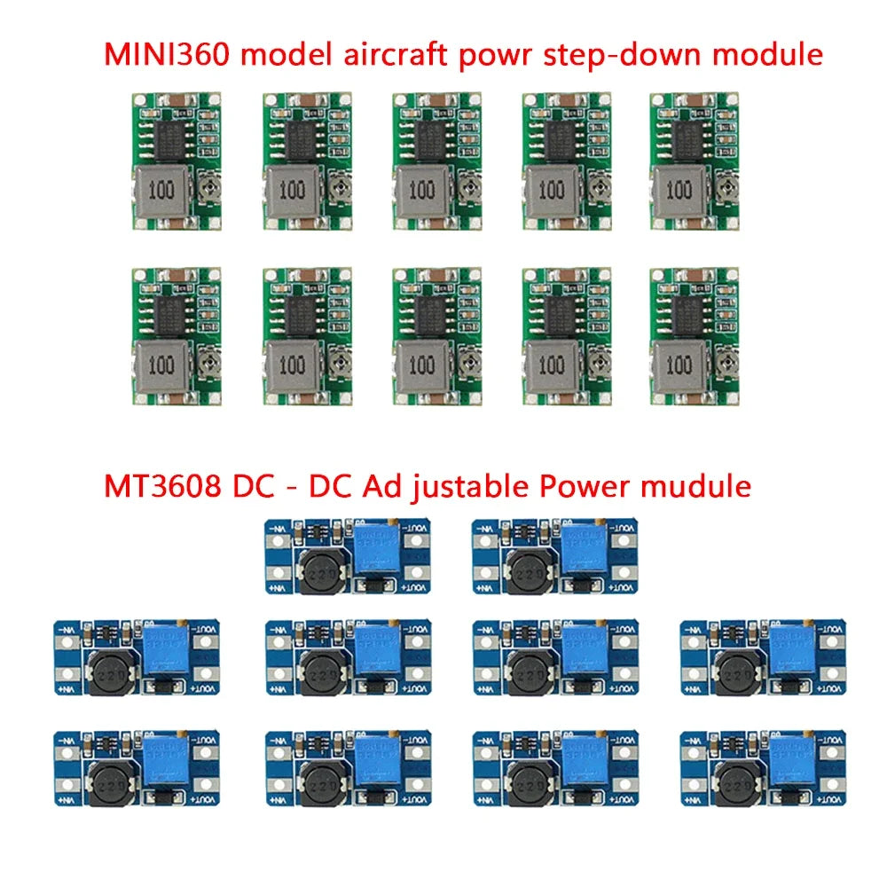 Lote 10 Pcs Mini Convertidor Buck DC-DC MINI360 + Módulo Boost MT3608 DC-DC Ajustable