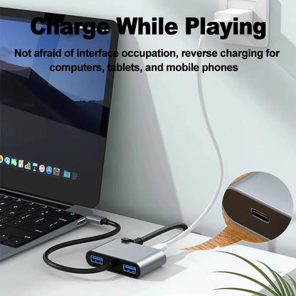 Hub USB-C Docking Station 4-en-1 Tipo-C a RJ45 1000Mbps + PD 60W + USB Adapter Converter para PC/Laptop/MacBook Pro