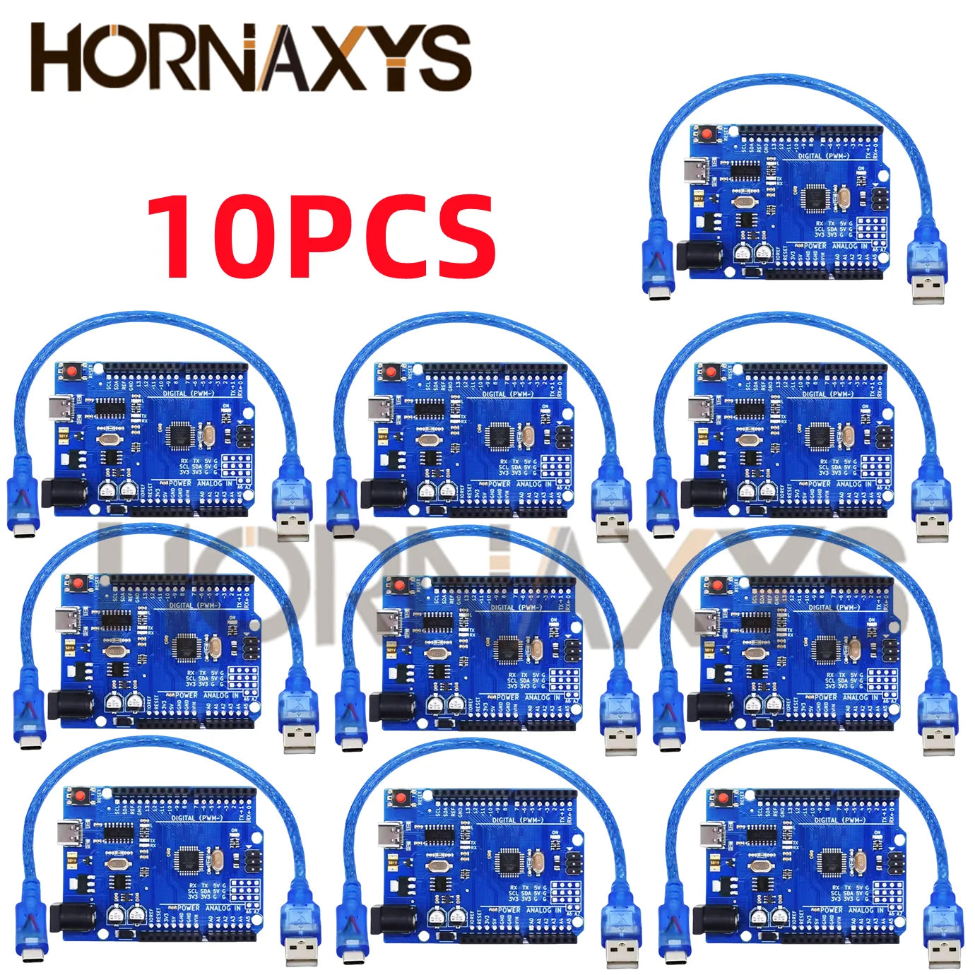 Placa Desarrollo UNO R3 (CH340G, MEGA328P-AU, 16MHz, Tipo C) con Cable USB para Arduino (1-10 Unidades)