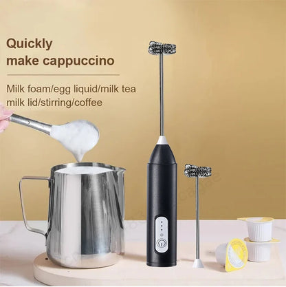 Espumador Leche Inalámbrico Eléctrico Recargable (Tipo C) Batidor Mano Acero Inoxidable Mini Mezclador Café/Cappuccino/Crema