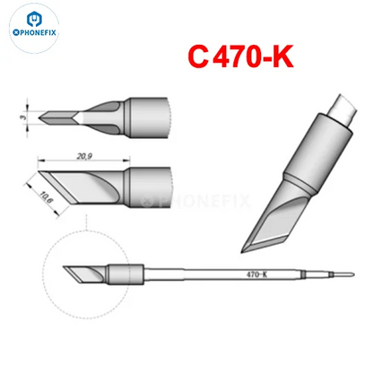 Puntas Cautín Soldador PHONEFIX Serie C245/C470 para Estación JBC / Mango Universal T245/T470 (Reparación PCB/IC)
