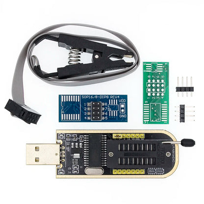 Kit Programador USB CH341A/CH341B 24/25 Series EEPROM Flash BIOS + Clip Test SOIC8/SOP8
