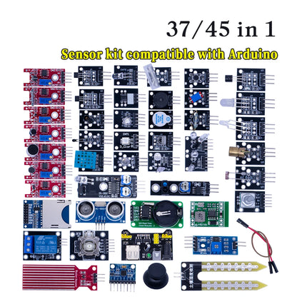Kit Inicio Módulos Sensores (45 en 1) para Arduino UNO R3/MEGA2560 (Superior a Kit 37 en 1)