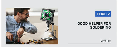Elikliv EDM9 Pro 1200X HDMI Digital Microscope with 7'' IPS Screen 16MP Coin Soldering Electronic Microscope 32G for Windows Mac