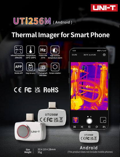 Cámara Térmica UNI-T (UTi120Mobile/UTi120MS/UTi256M/UTi260M/UTi261M) - Termógrafo Infrarrojo Móvil (No iPhone, Tipo C)