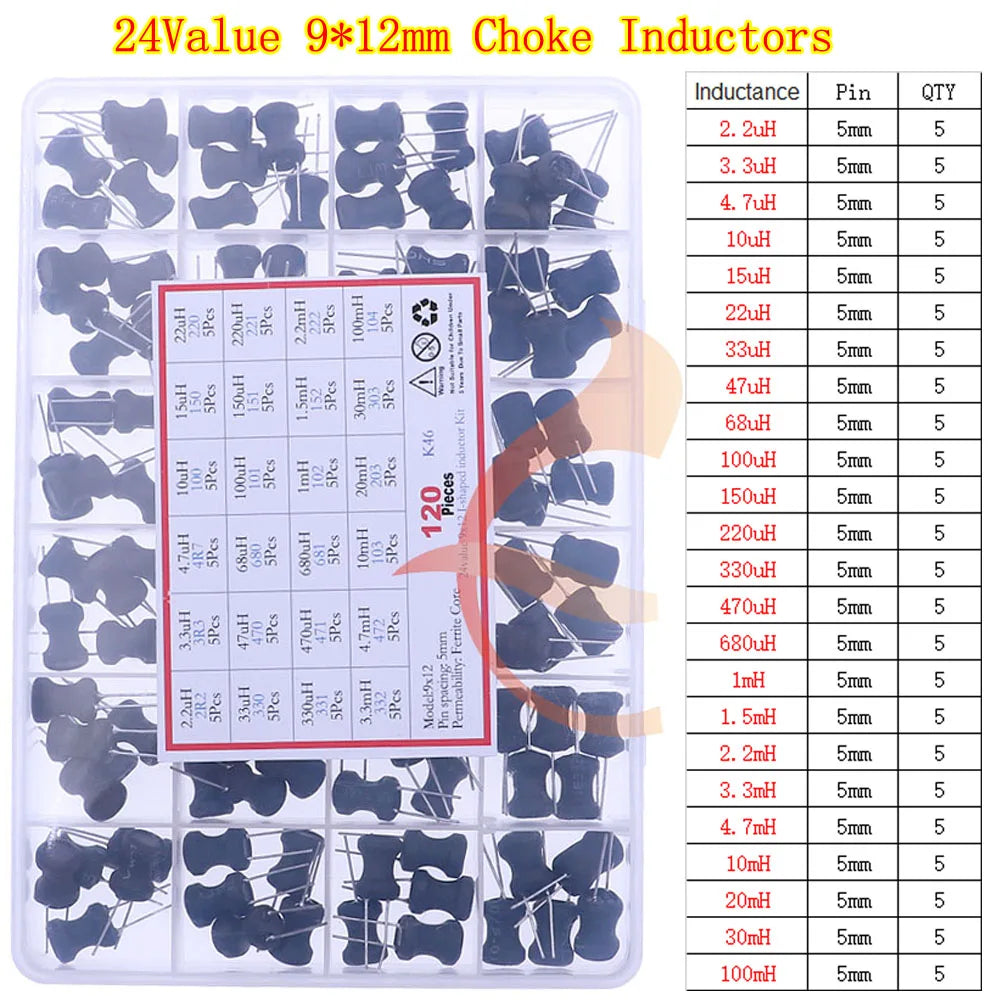 Kit Inductores Forma I (Tipo Choke) - Varios Tamaños y Valores (uH a mH) en Caja