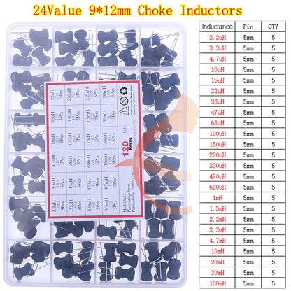 Kit Inductores Forma I (Tipo Choke) - Varios Tamaños y Valores (uH a mH) en Caja