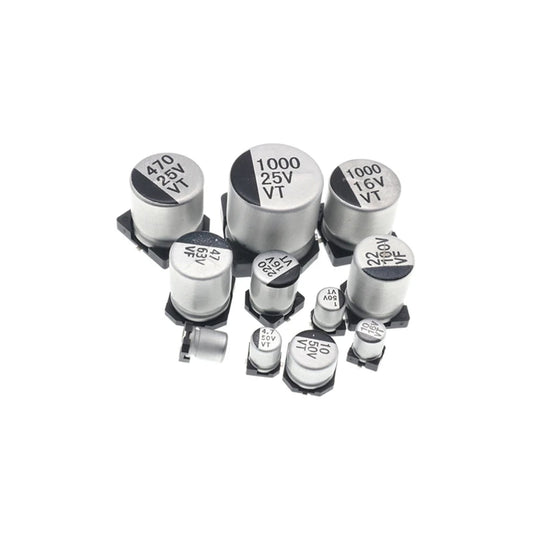 Capacitor Electrolítico SMD (68uF, 25V/35V, 6.3x5.4mm / 6.3x7.7mm) - Pack 20 Unidades