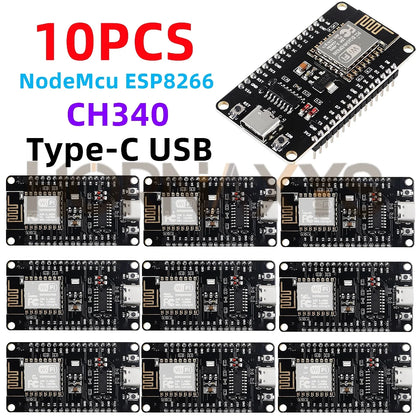 Placa Desarrollo NodeMCU ESP8266 LUA (ESP-12E, CH340, 4MB Flash, Tipo C) Módulo WiFi Inalámbrico Serial para Arduino (1-10 Unidades)