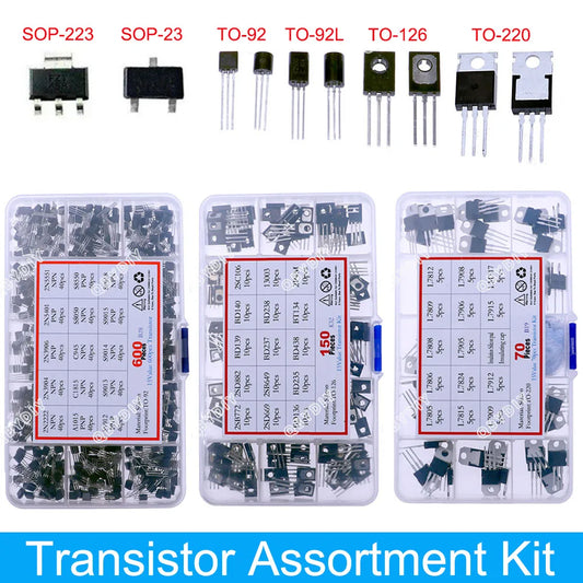Kit Surtido Mixto Transistores/Componentes SMD(SOT-23) y THT(TO-92/126/220) - DIY Set